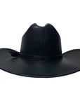 A back view of a Gorge Leather Cattleman Black Cowboy Hat 