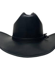 A front view of a Black Gorge Cattleman Leather Cowboy Hat 