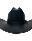 A front view of Gorge Leather Cattleman Black Cowboy Hat 