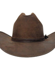 A front view of Gorge Leather Cattleman Brown Cowboy Hat 