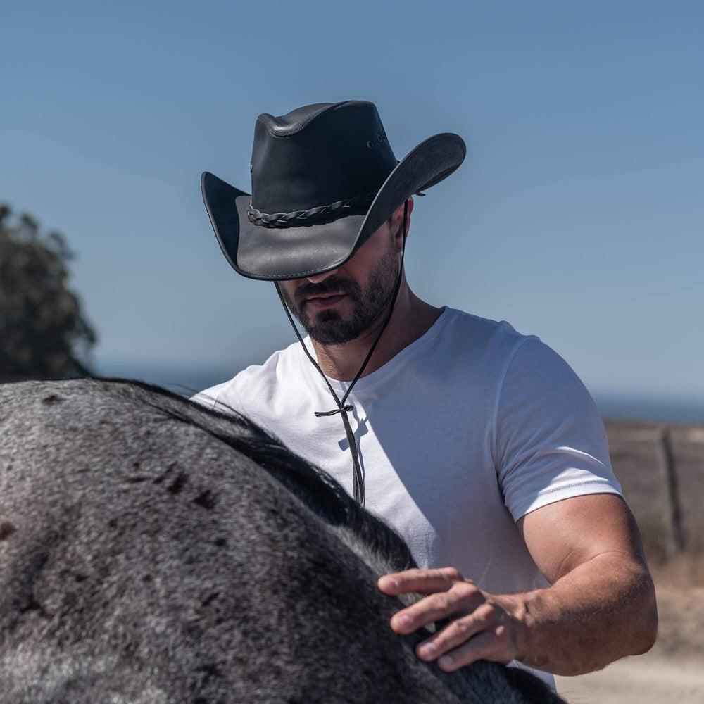 Mens Leather Cowboy Hat - The Hollywood by American Hat Makers