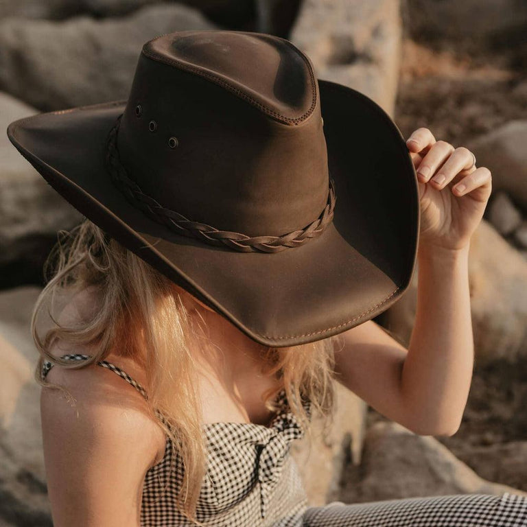 Womens Leather Cowboy Hat Hollywood by American Hat Makers