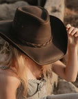 Hollywood Brown Leather Cowboy Hat by American Hat Makers