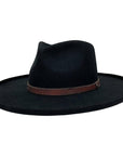 An angle view of Hudson Black Felt Fedora Hat 