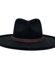 A front view of a Hudson Black Felt Fedora Hat 
