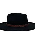 A side view of a Hudson Black Felt Fedora Hat 