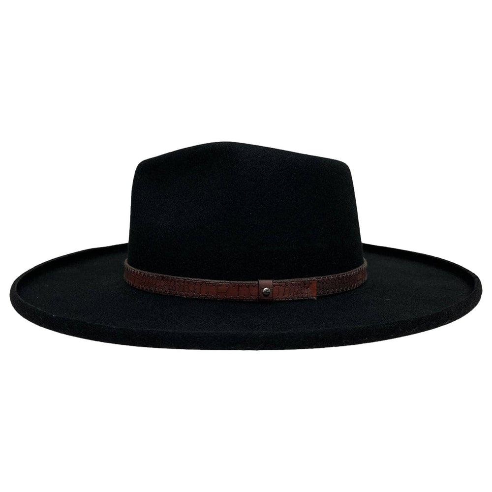 A side view of Hudson Black Felt Fedora Hat 