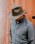Irwin Brown Fabric Outback Fedora Hat by American Hat Makers - Hover