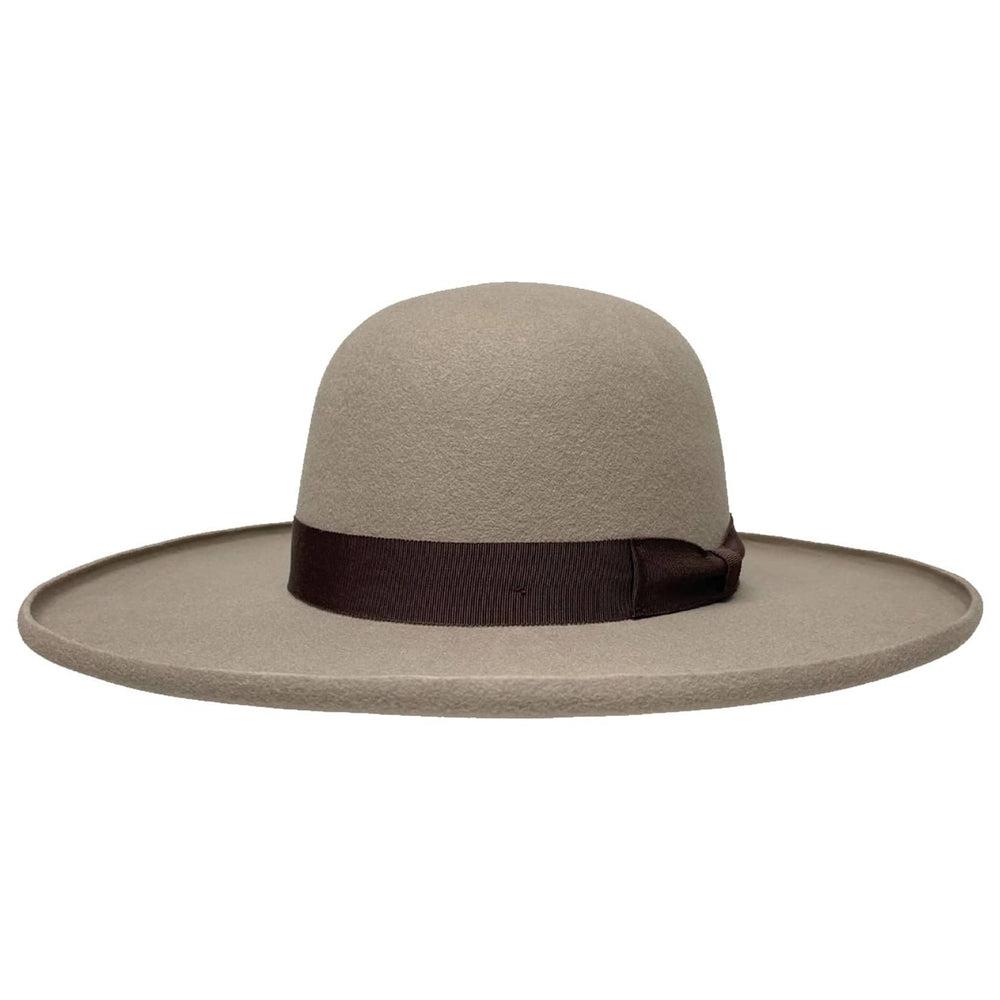 A front view of a Josey Brown Felt Cowboy Hat 
