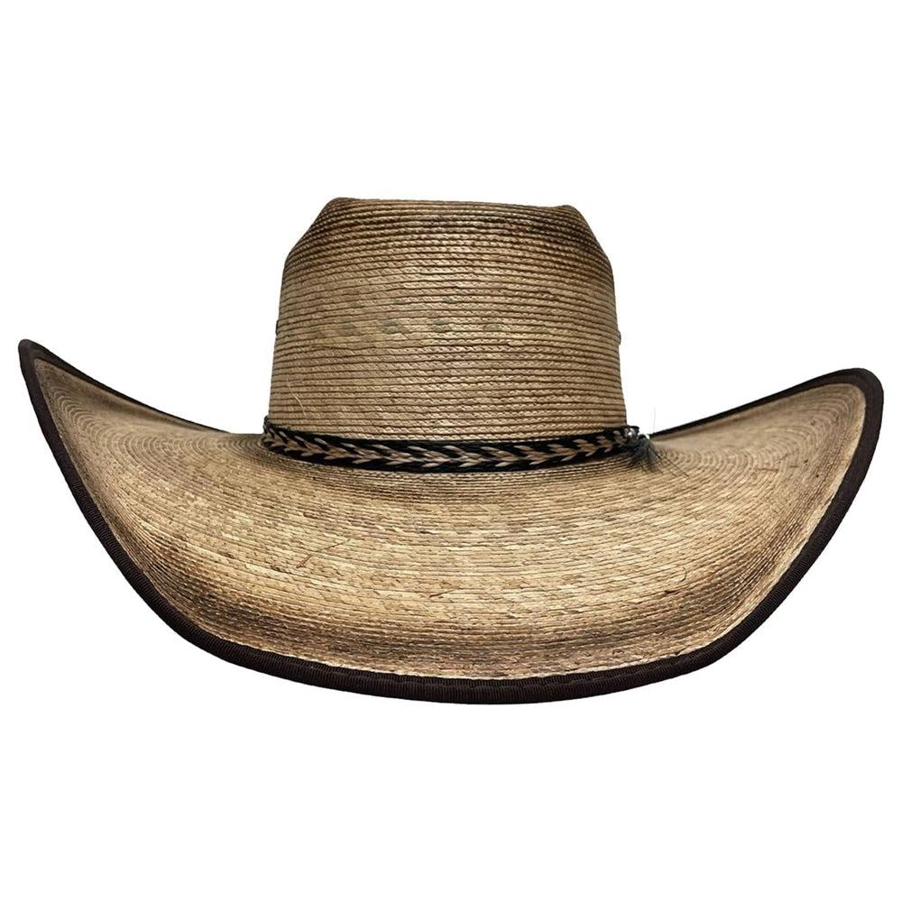 A front view of a Laredo Straw Tan Cowboy Hat 