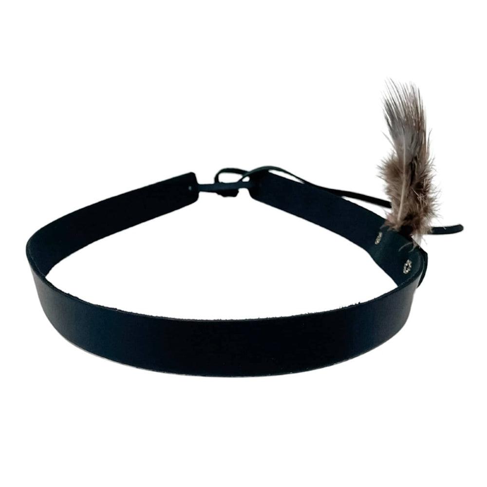 LT Black Leather Band with feather on the sideby American Hat Makers