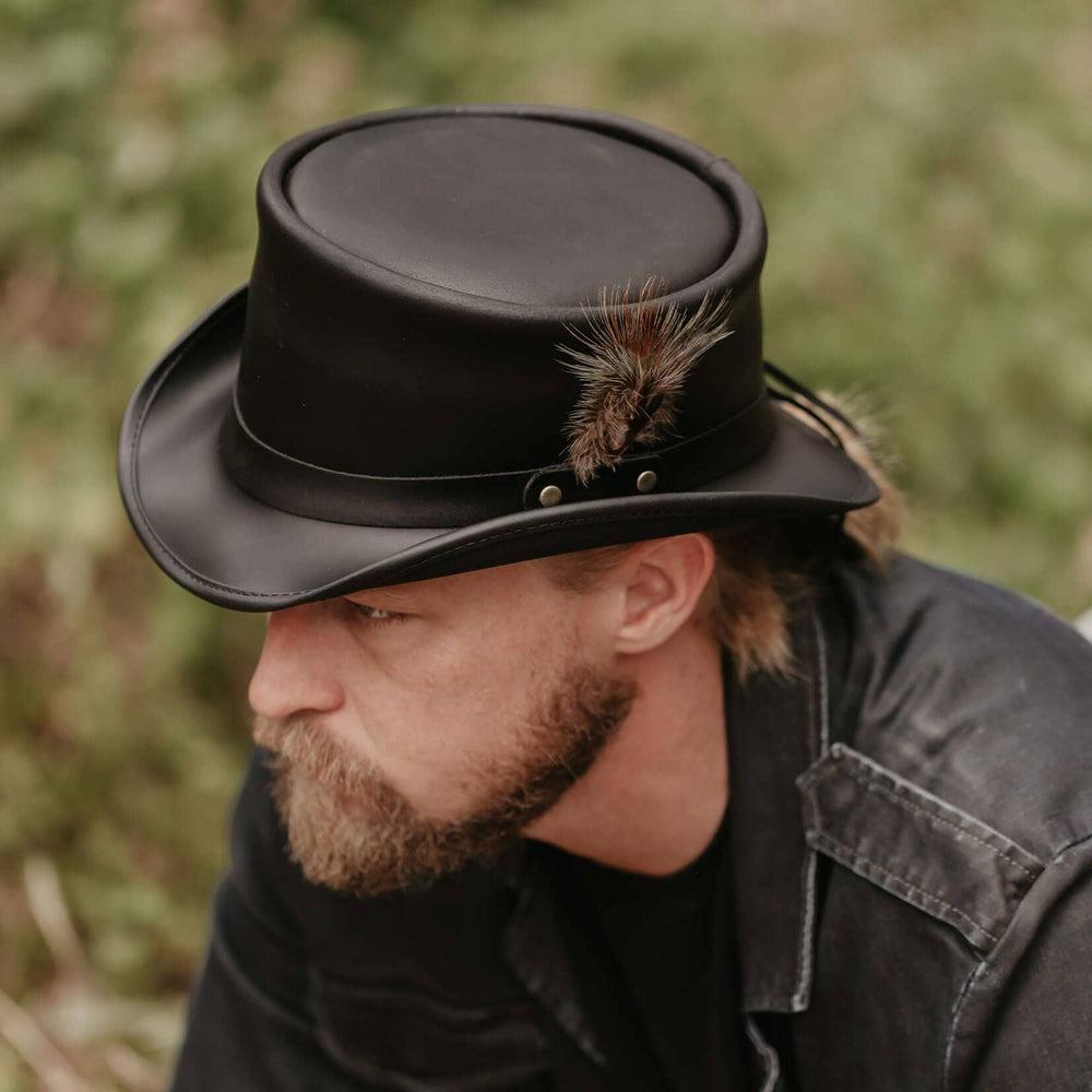 El Dorado | Mens Leather Top Hat | Unbanded by American Hat Makers