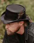 Marlow Black Finished Top Hat with LT Band Crown  by American Hat Makers