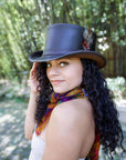 Marlow Brown Finished Feather Top Hat with LT Band by American Hat Makers