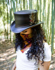  Marlow Brown Finished Feather Top Hat with LT Band by American Hat Makers - Hover