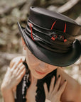 Marlow Lil Evil Black Leather Top Hat by American Hat Makers video