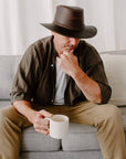 Midnight Rider Chestnut Leather Hat by American Hat Makers - Hover