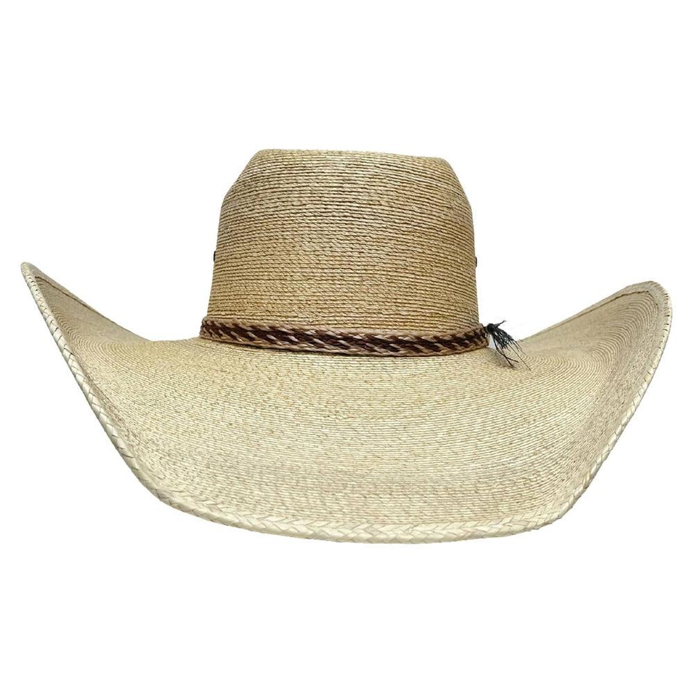 A front view of a Roper Natural  Palm Straw Hat 