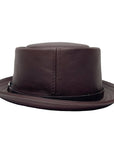 A back view of a rumble brown hat