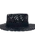 Front view of Saunter Black Straw Sun Hat 