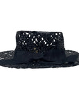 A back view of Saunter Black Straw Sun Hat 
