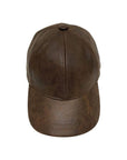 A top view of a Sidecar Brown Leather Cap 