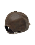 A back view of a Sidecar Brown Leather Cap for Women
