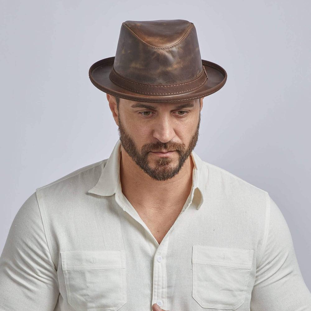 Soho Chocolate Leather Trilby Fedora by American Hat Makers
