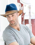 Summit Navy Felt Leather Fedora Hat by American Hat Makers