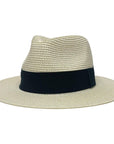 An angle view of a Sunday Cream Straw Sun Hat