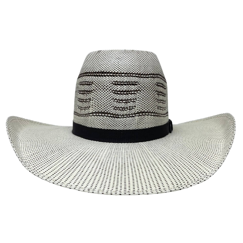 A front view of a Trail Boss Straw Cowboy Hat