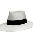 An angle view of White Panama Fedora Hat 