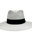 A front view of White Panama Fedora Hat 