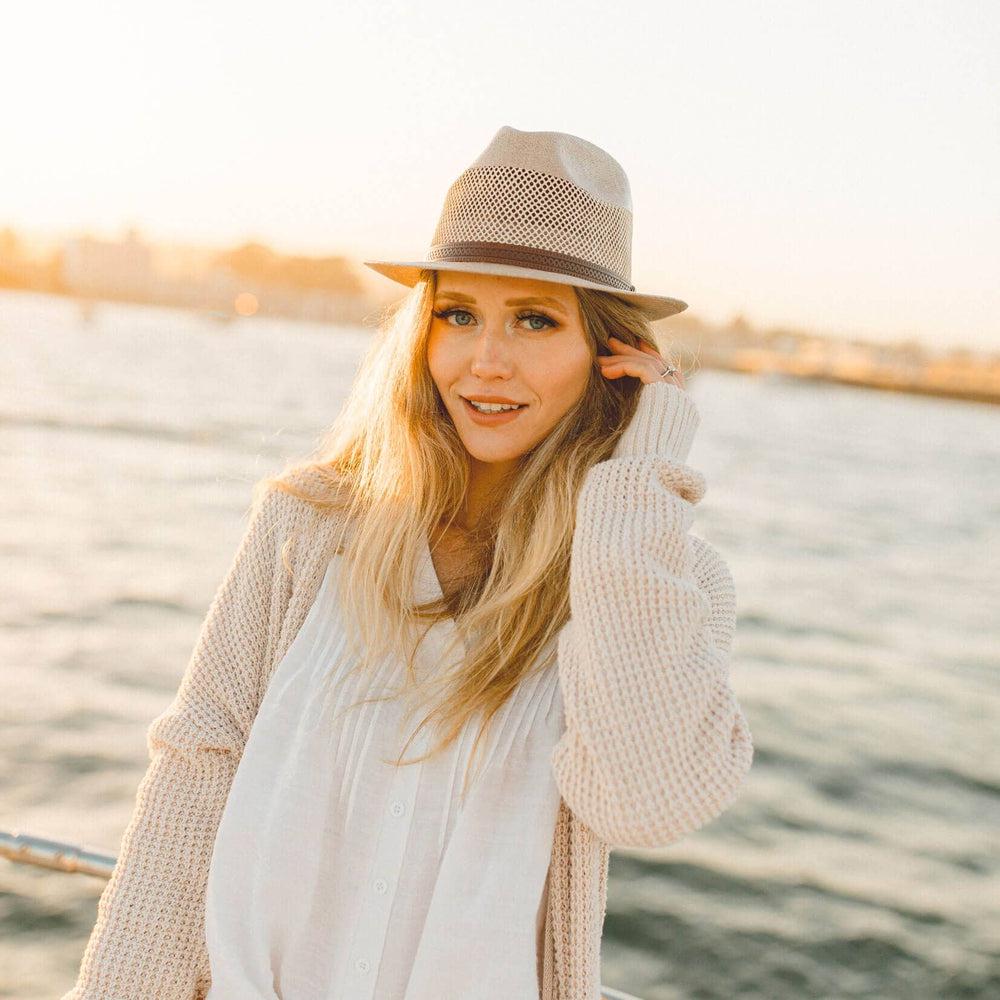 Womens Straw Fedora - The Milan - by American Hat Makers Tan / MD
