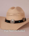 Twilight Concho Band hat band on a cream hat