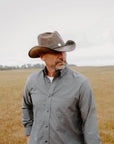 Western Chocolate Leather Cowboy Hat with 3" Brim and 4" Crown  by American Hat Makers - Hover