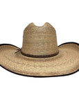 A back view of a Yuma Brown Palm Straw Cowboy Hat