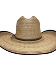  A back view of a Yuma Tan Straw Palm Cowboy Hat 