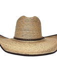 A front view of a Yuma Brown Palm Straw Cowboy Hat 