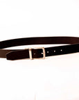 Reversible Black Leather Belt on a front view