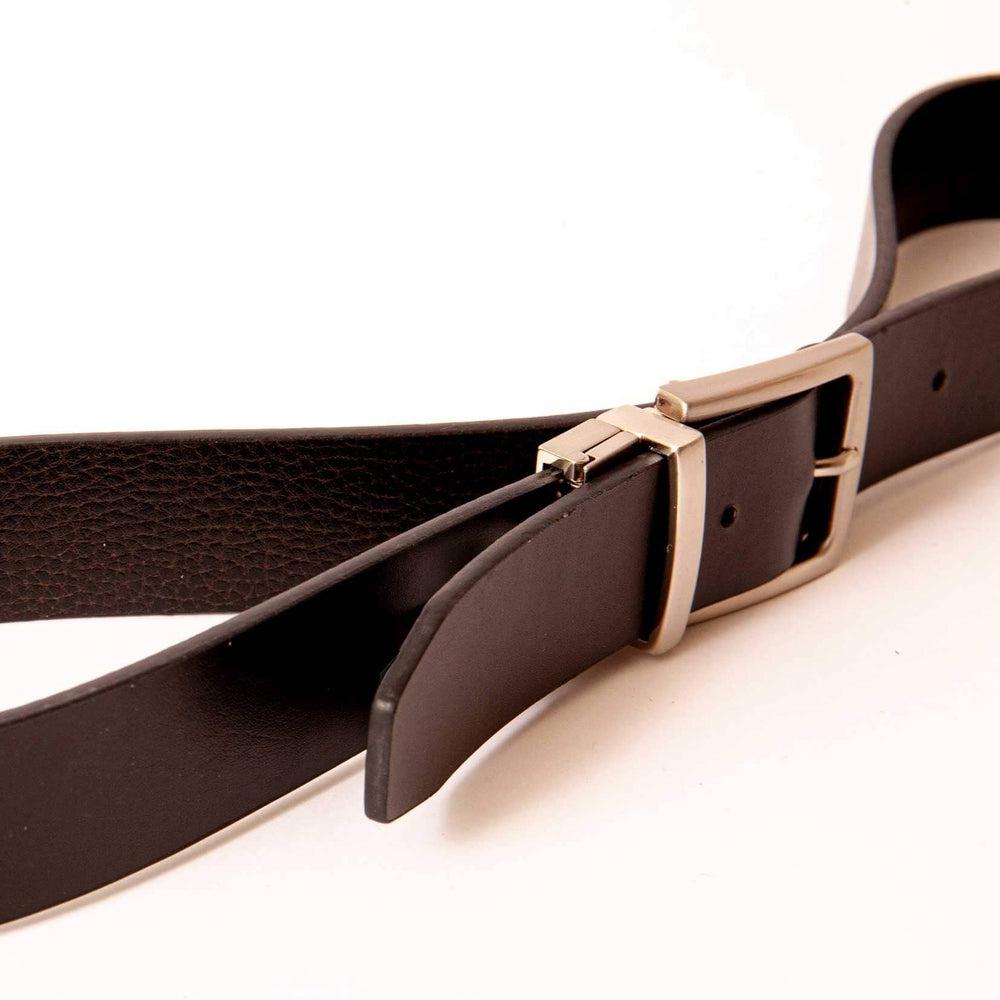 Reversible Black Leather Belt on an angle view