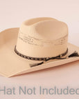 Bodie Black Hat Band on a cream hat