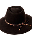 A side view of a Botwin Black Felt Hat 