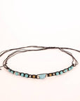 A front view of a Brandy Turquoise Beaded Hat Band 