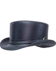 Bromley Black Leather Top Hat with a Carriage Band  by American Hat Makers