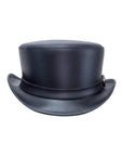 Bromley Black Leather Top Hat with Carriage Band by American Hat Makers