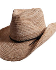 A side view of a Calder Natural Straw Sun Hat 