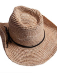 A Top view of a Calder brown Straw Sun Hat 