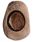 A bottom view of a Calder Brown Straw Sun Hat 