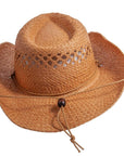 An back view of Carly brown straw hat 